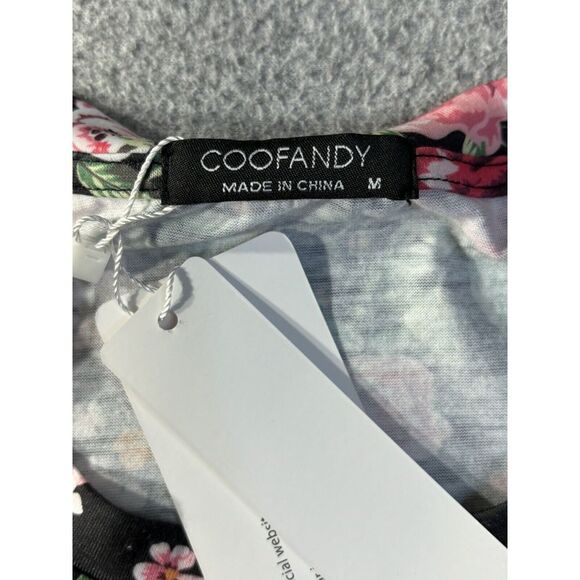 Coofandy Floral Blouse Ladies Casual Short Sleeve Loose Top Medium New with Tags - Picture 2 of 9
